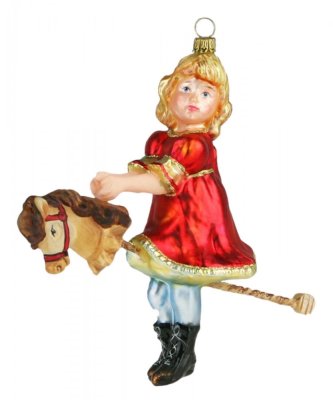 Collectible glass tree ornament Girl with a horse