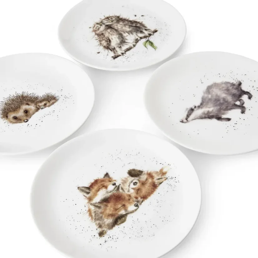 Sada porcelánových talířů Zvířata z venkova 4 ks