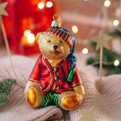 Sběratelská skleněná ozdoba na stromeček Medvídek v pyžamu