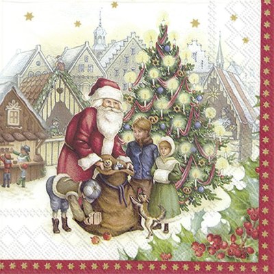 Vianočné papierové obrúsky Santa a detí 20 ks