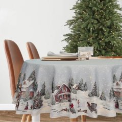 Vianočný obrus s motívom Štedrý večer okrúhly 180 cm