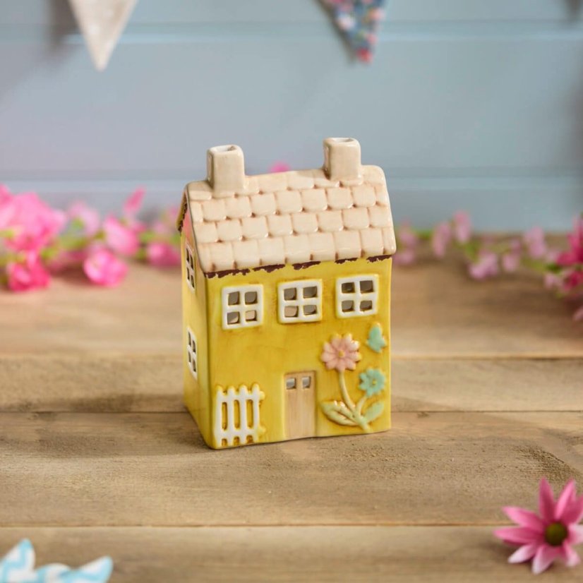 Keramik-Kerzenhalter Sommerhaus 16 cm