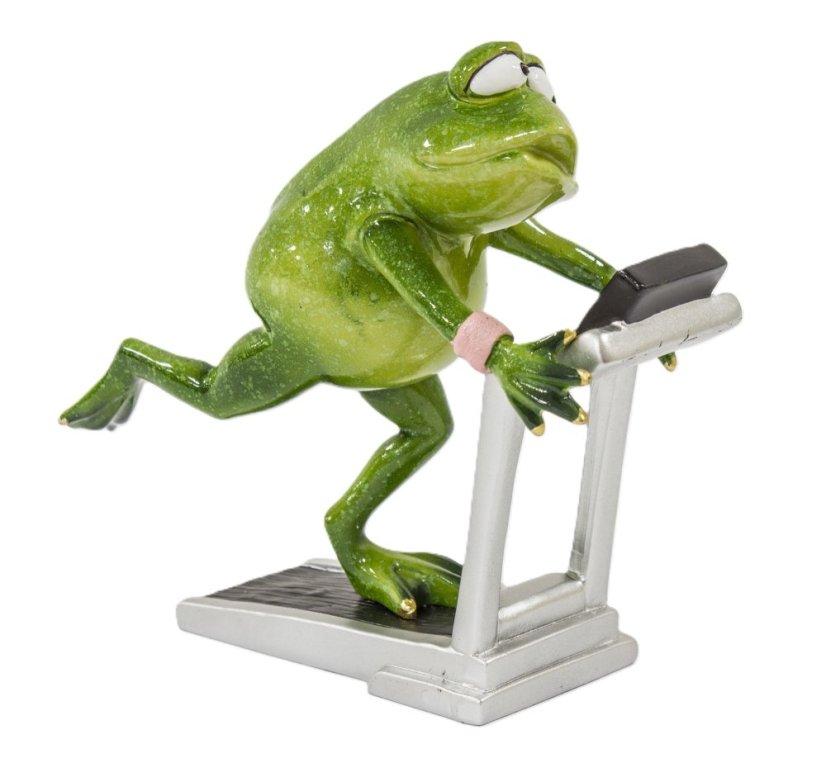 Soška Žaba na běžícím páse