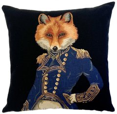Gobelinowa poszewka na poduszkę Fox na czarnym tle 45x45 cm