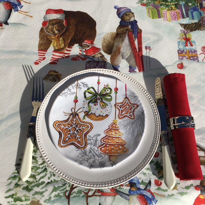 Christmas tablecloth Snowy Christmas - Size: 170x170 cm