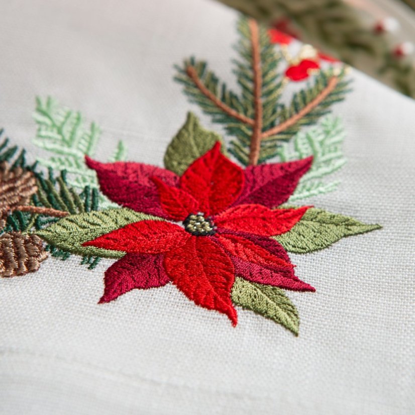 Súprava ľanových obrúskov Poinsettia 6 ks