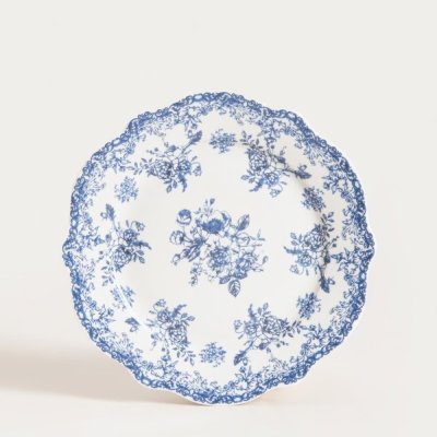Blue and white flowers porcelain dessert plate, 19 cm