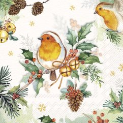 Christmas paper napkins Red on a branch 20 pcs