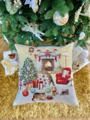 Gobelínový vánoční povlak na polštář s motivem Rozbalujeme dárky 45x45 cm Gobelínový vánoční povlak na polštář s motivem Rozbalujeme dárky 45x45 cm