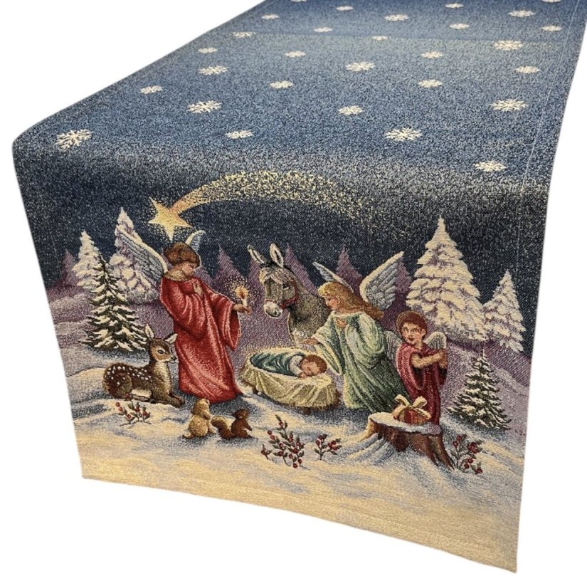 Vánoční běhoun s motivem Andělé 45x140 cm