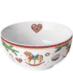 Vianočná porcelánová miska Hojdací kôň 14 cm