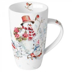 Velký porcelánový vánoční hrnek Sněhuláci 600 ml