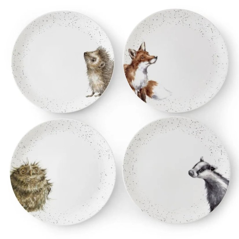 Sada porcelánových talířů Lesní zvířata 4 ks
