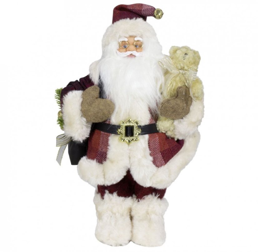 Christmas decoration Santa with bag and teddy bear 45 cm