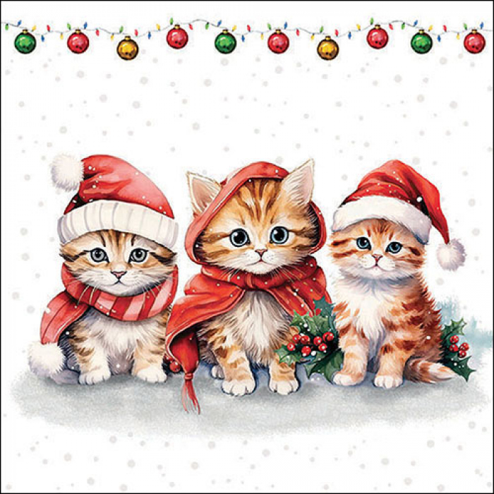 Christmas paper napkins Kittens 20 pcs