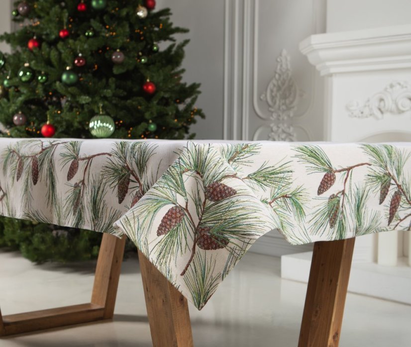 Christmas tablecloth with motif Pinecones - Size: 140x240 cm