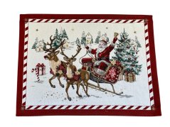 Christmas jacquard placemat Santa on a sleigh 35x45 cm