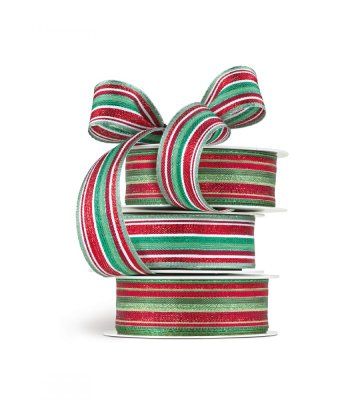 Christmas Fabric Ribbon Striped 3 cm x 15 metres