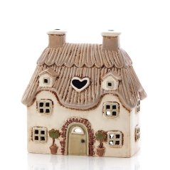 Świecznik ceramiczny Letni domek 18 cm