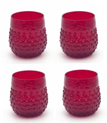 Satz mundgeblasene Gläser 4 Stück Dunkelrot 200 ml
