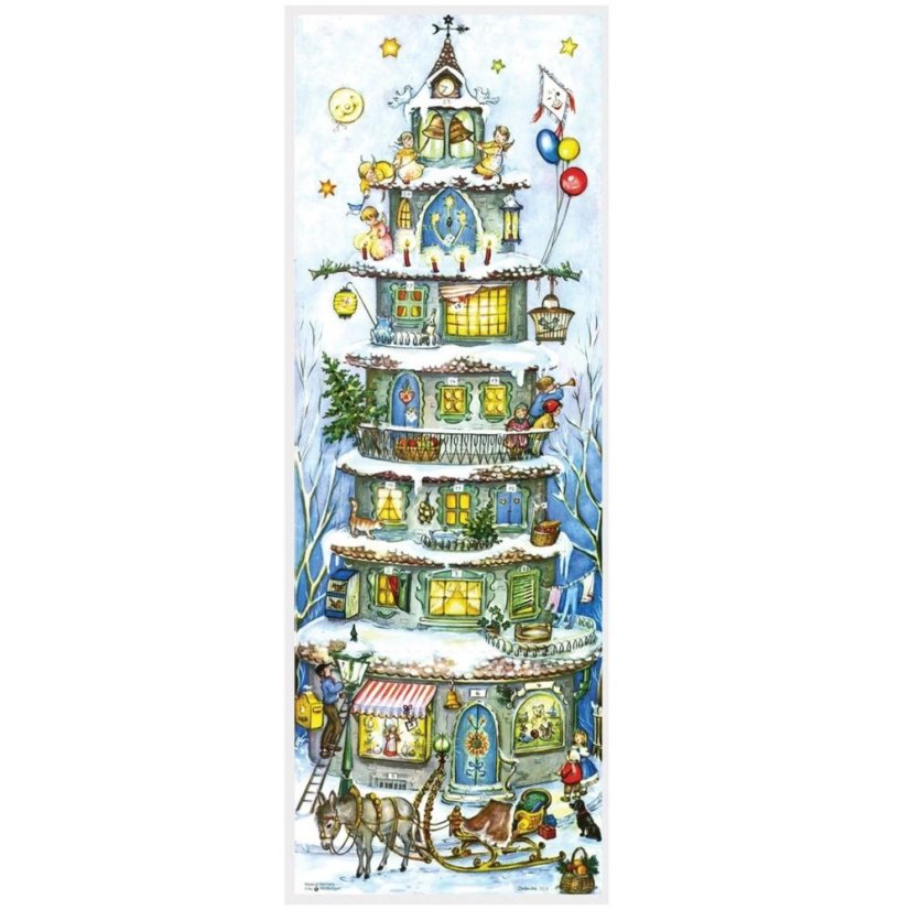 Obrázkový adventní kalendář Vánoční pyramida 21 x 70 cm
