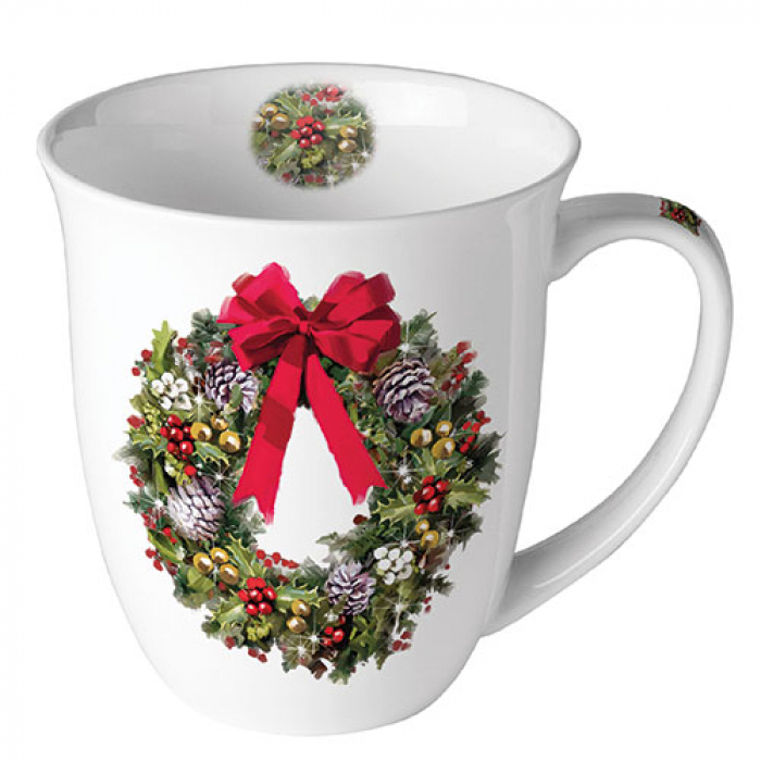 Porcelánový vánoční hrnek Věnec 400 ml