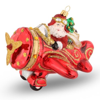 Sběratelská skleněná ozdoba na stromeček Santa pilot