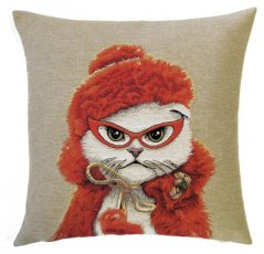 Tapestry pillowcase Cat in glasses 45x45 cm