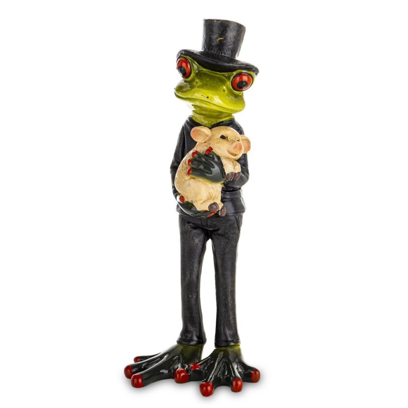 Soška Žaba Kominík s prasátkem