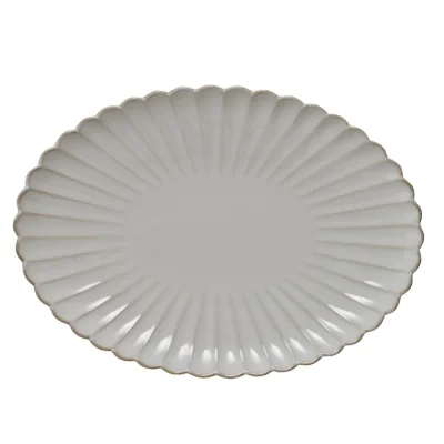 Porcelánový oválny servírovací tanier Chryzantéma béžová 36 cm