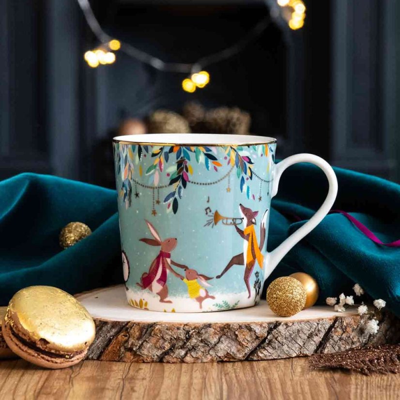 Porcelain mug with 22k gold Winter Magic - Merry Band 340 ml
