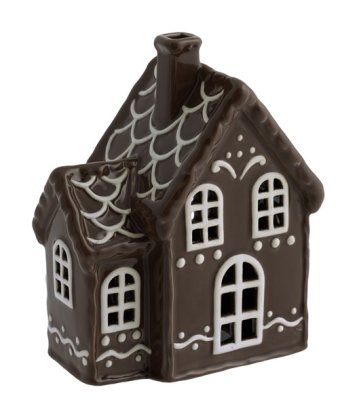 Ceramic candle holder House - Gingerbread house brown glossy 15 cm