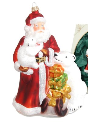 Sběratelská skleněná ozdoba na stromeček Santa s ledním medvědem