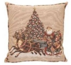 Gobelínový povlak na polštář Santa na saních 45x45 cm