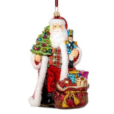 Sběratelská skleněná ozdoba na stromeček Santa s louskáčkem