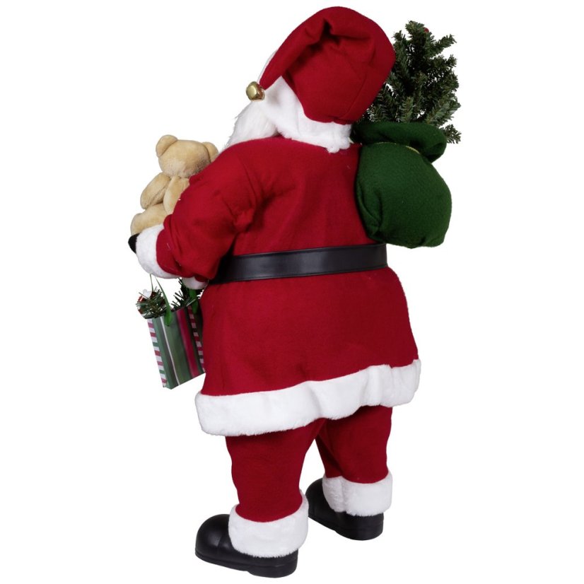 Vianočná dekorácia Santa v červenom kabáte s vianočným stromčekom 80 cm