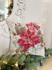 Tapestry Christmas pillowcase with poinsettia motif 45x45 cm