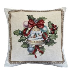 Gobelínový vánoční povlak na polštář s motivem Vánoční zvonek 45x45 cm