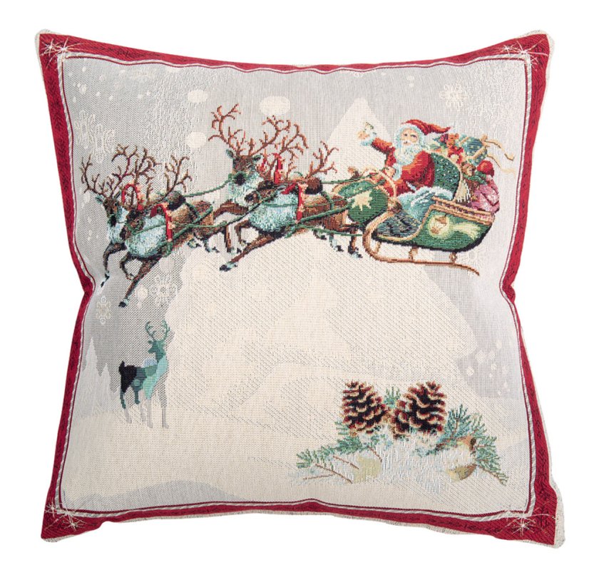 Gobelínový vánoční povlak na polštář s motivem Santa 45x45 cm