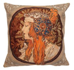 Gobelinowa poszewka na poduszkę Bizantyjskie głowy / Pływak, Alfons Mucha 45x45 cm