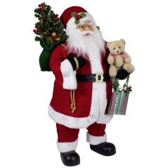 Vianočná dekorácia Santa v červenom kabáte s vianočným stromčekom 80 cm