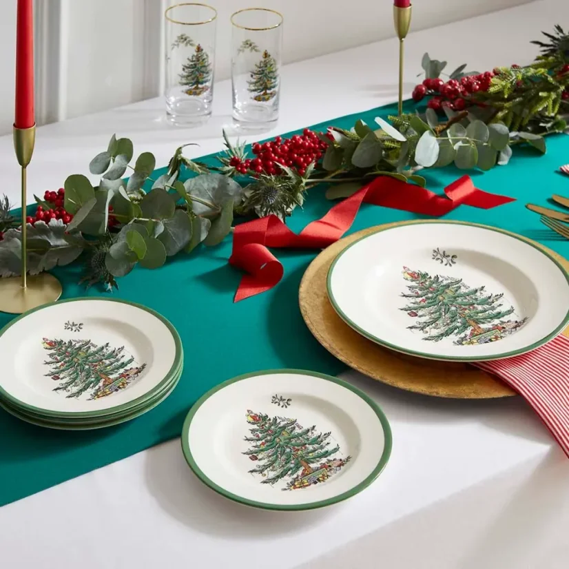 Stoneware dessert plate Retro Christmas tree 20 cm