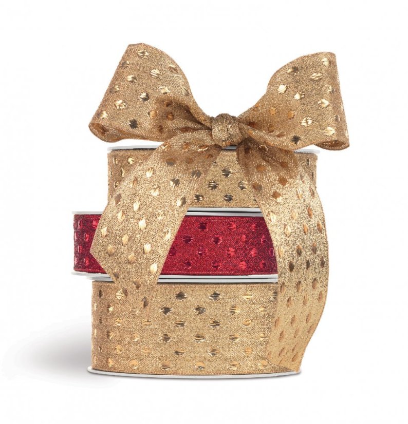 Vianočná látková stuha Bodky 4 cm x 15 metrov