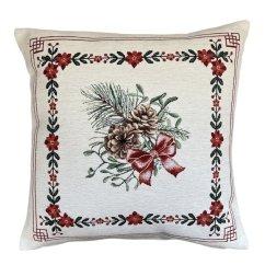 Gobelínový vánoční povlak na polštář s motivem Vánoční kytice 45x45 cm
