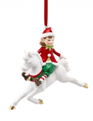 Baumschmuck Elf auf dem Pferd 11 cm