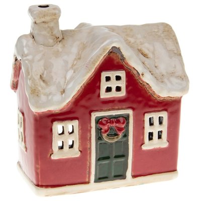Ceramic candle holder Christmas House 12 cm