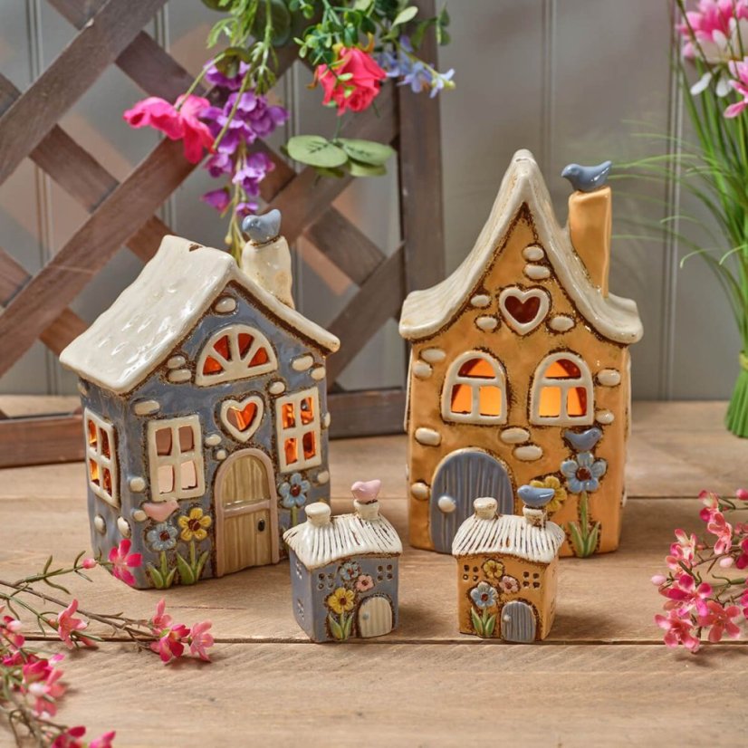 Świecznik ceramiczny Letni domek 26 cm