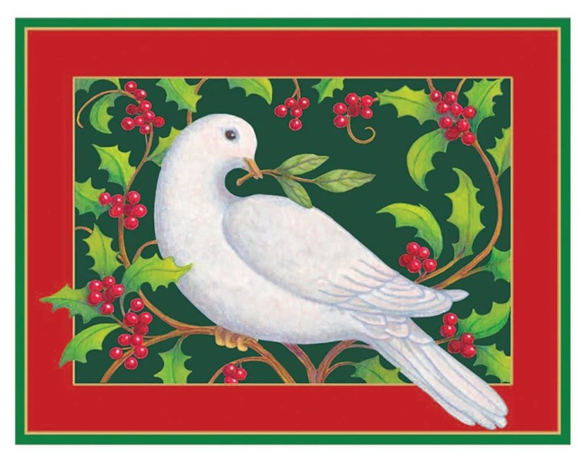 Vianočné pohľadnice Holubica mieru s cezmínou 12 x 15 cm