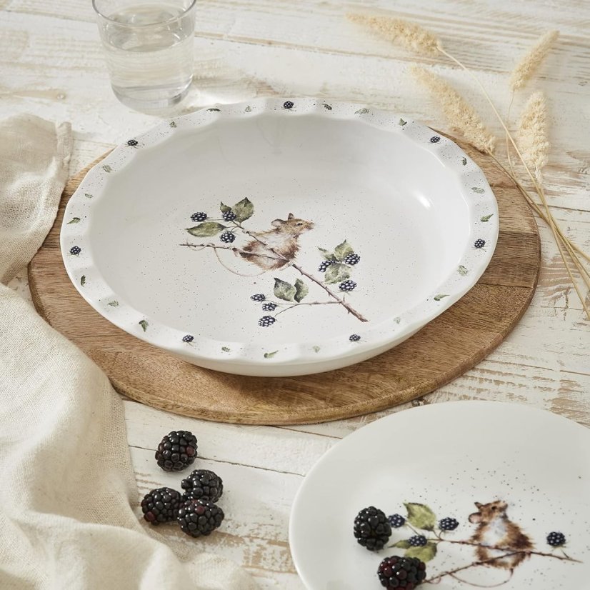 Kameninová mísa na koláč Myška na větvičce