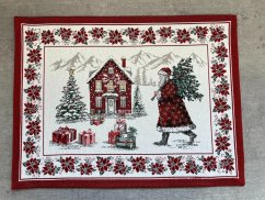 Christmas jacquard placemat Santa with tree 35x45 cm